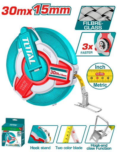 [22485] DECAMETRO 30MTS INDUSTRIAL FIBRA DE VIDRIO TOTAL  (TMTF18306)