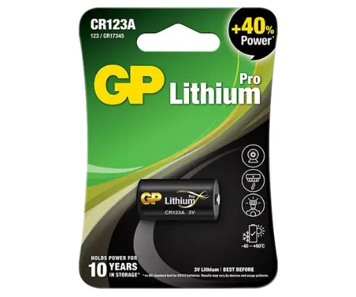 [22481] PILA LITHIUM PHOTO GP CR123A 3V 1300MAH (PARA CAMARAS SEGURIDAD)(GPCR123A-C1)