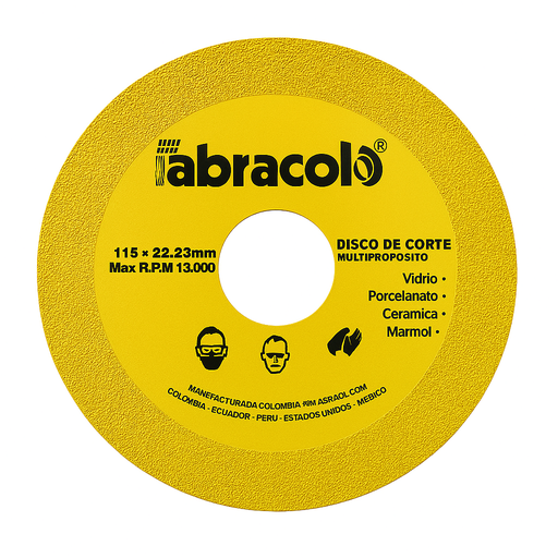 [22588] DISCO CORTE VIDRIO Y CERAMICA ABRACOL MULTIPROPOSITO (115X22.23MM)(SEDIDCH00062)