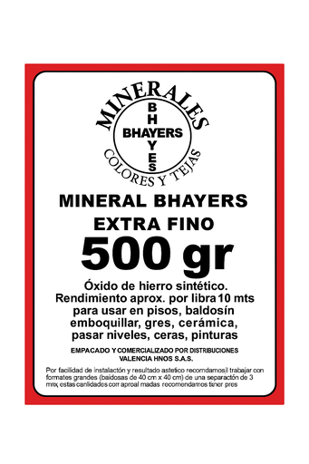 [23158] MINERAL ROJO BHAYERS CAJA 500GR 