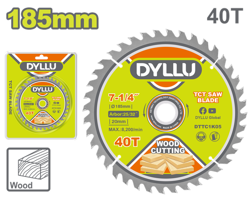 [23374] DISCO CORTE MADERA 7-1/4" X 40T DYLLU (DTTC1K05)